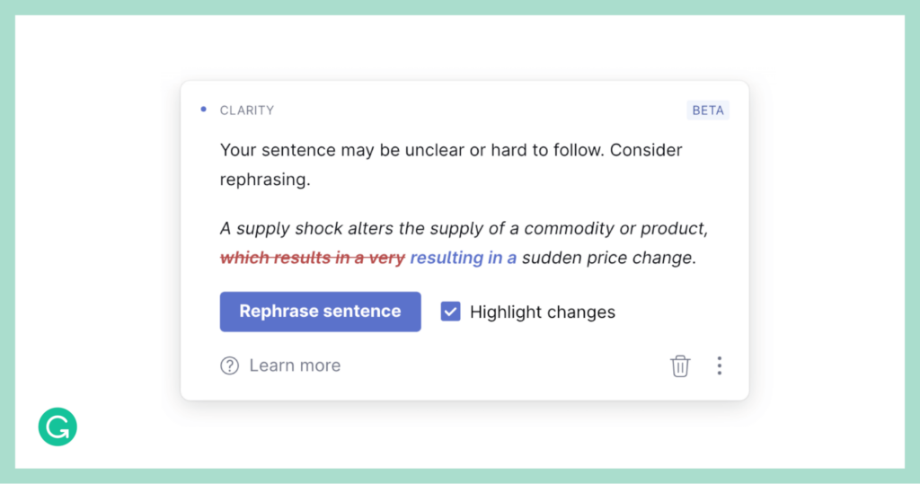 Grammarly real-time content suggestions.